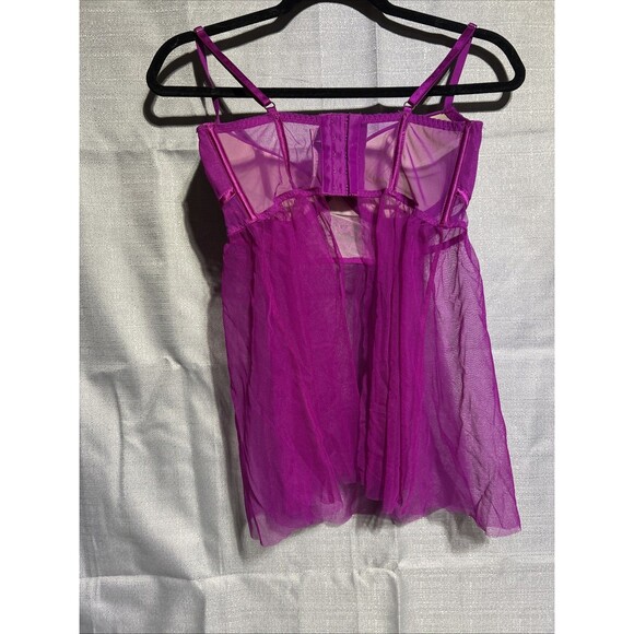 Victoria's Secret Babydoll Bra 36D Sexy Pink Purple Sheer Lace Padded Lingerie - Picture 3 of 9